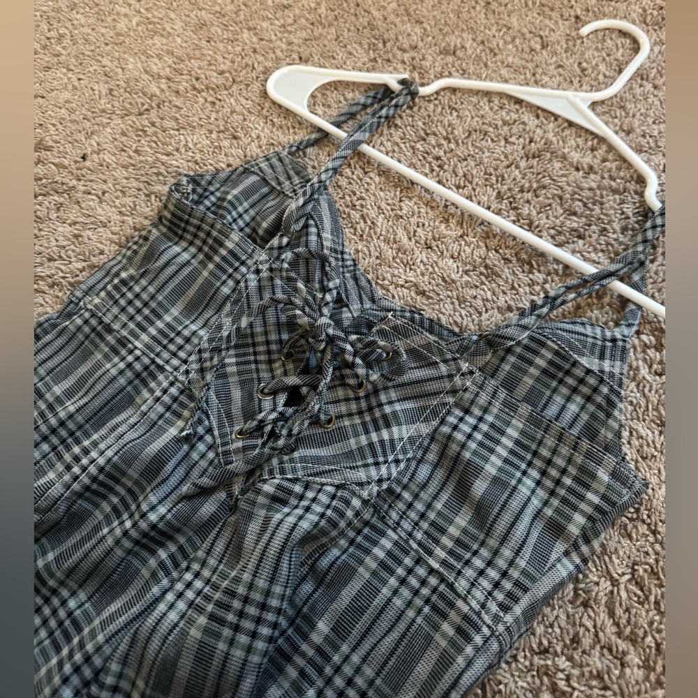 Urban Outfitters Plaid Lace-Up Romper - Picture 2 of 5